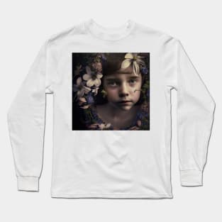 A Young Girl Wearing a Garland of Flowers Long Sleeve T-Shirt